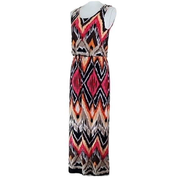 Kiara~Size S~Aztec Geometric Blouson Maxi Dress. - Picture 1 of 12